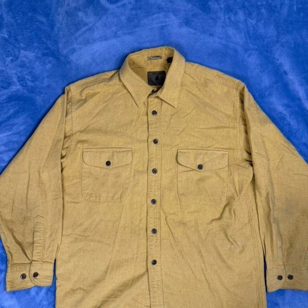 St. Johns Bay Chamois Solid‎ Yellow  Button-Up Long Sleeve Casual Men's size m
